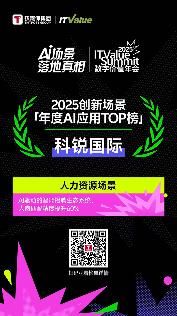 人力资源公司PA真人视讯国际的人工智能招聘匹配模型荣获钛媒体年度最佳场景实践TOP15